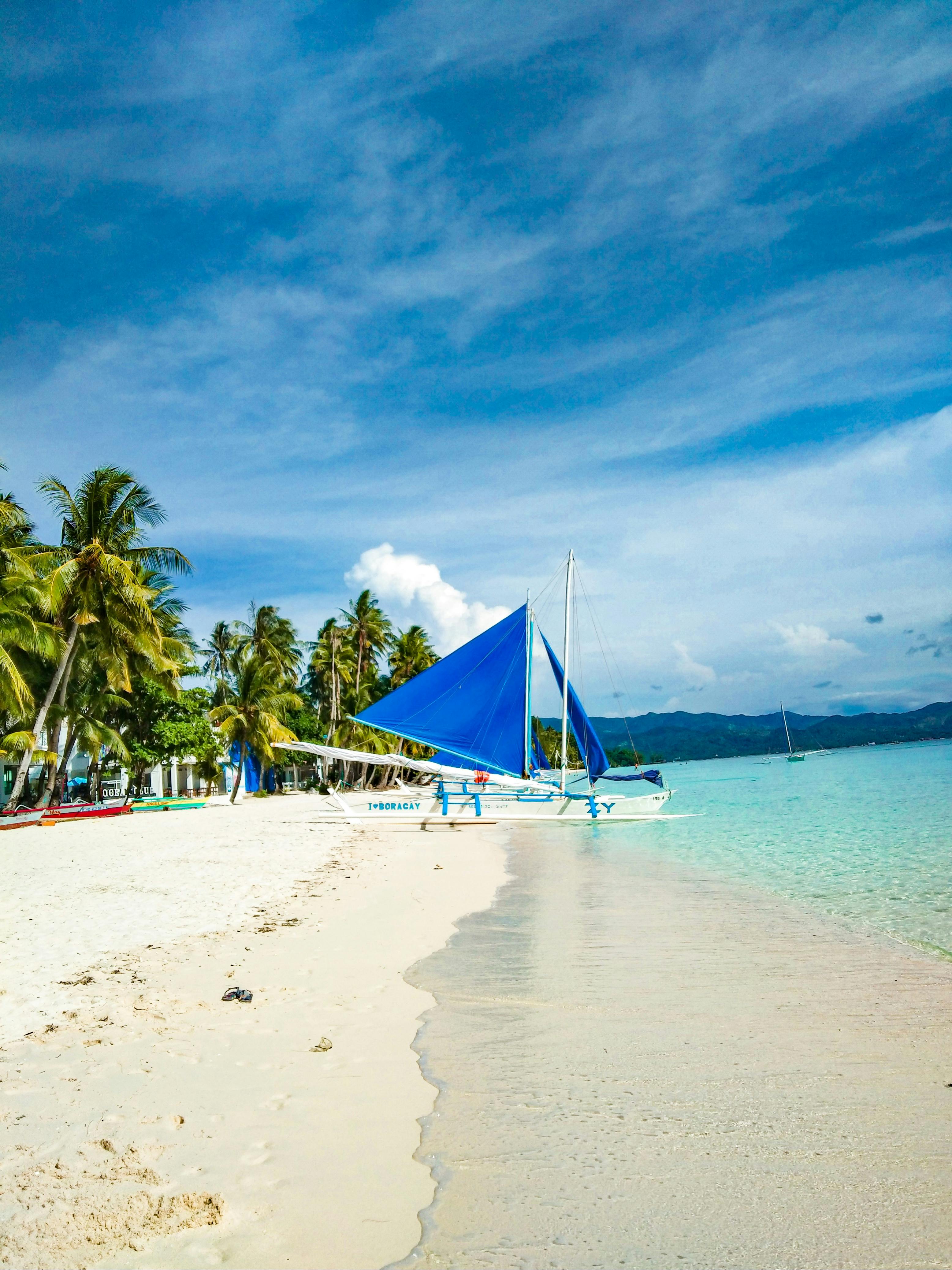 boracay beach with a boat