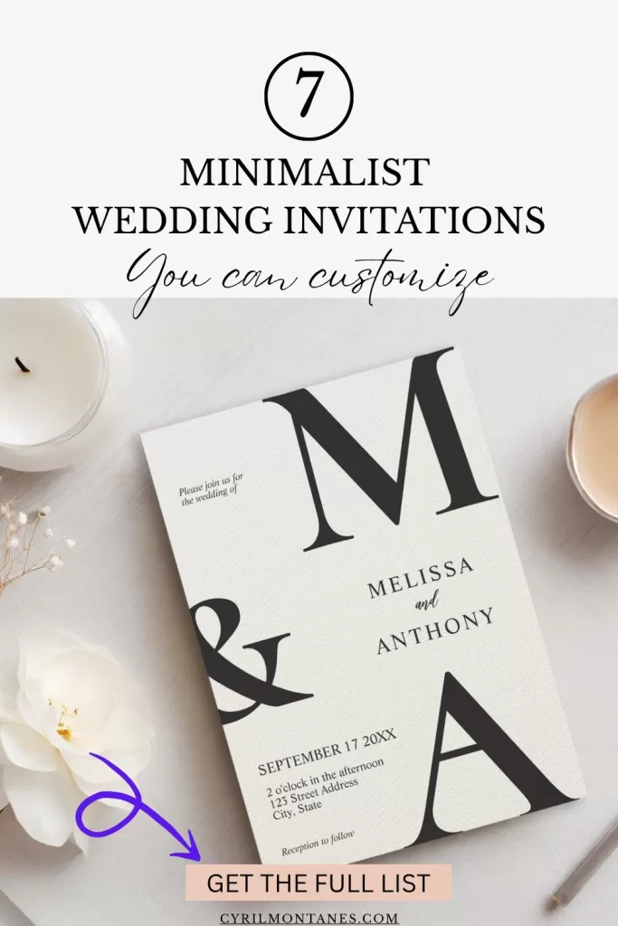 7 customizable minimalist wedding invitations with elegant typography and modern design