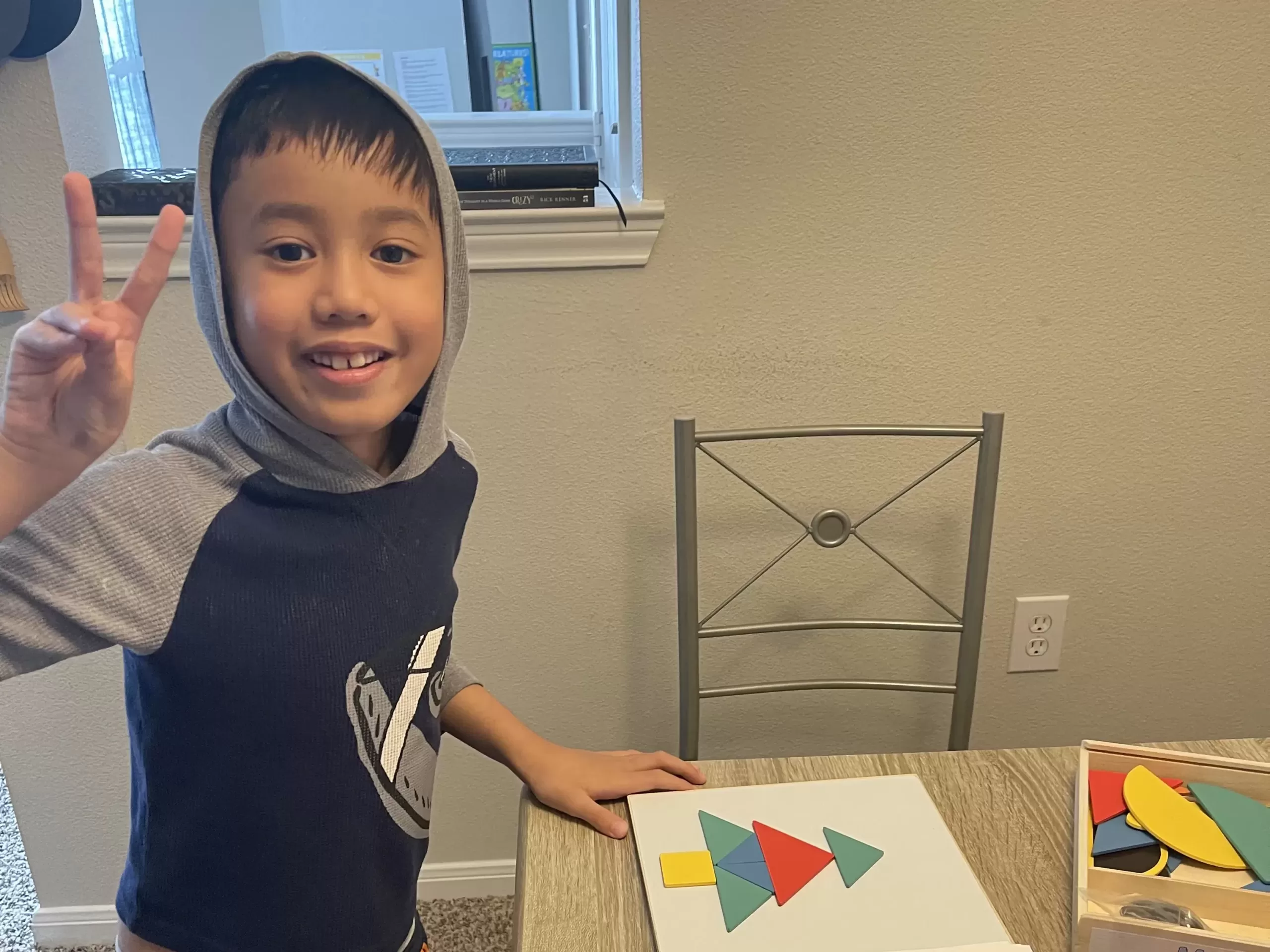 Asian Boy doing homeschool