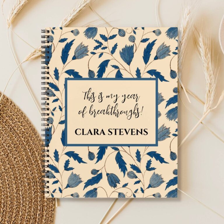 Zazzle Custom Vintage blue floral notebook by Montanes Art and Designs