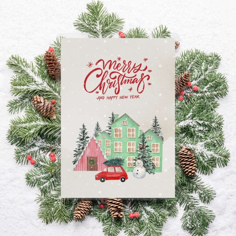 Zazzle Watercolor Winter Christmas House Christams Card by Montanes Art and Designs