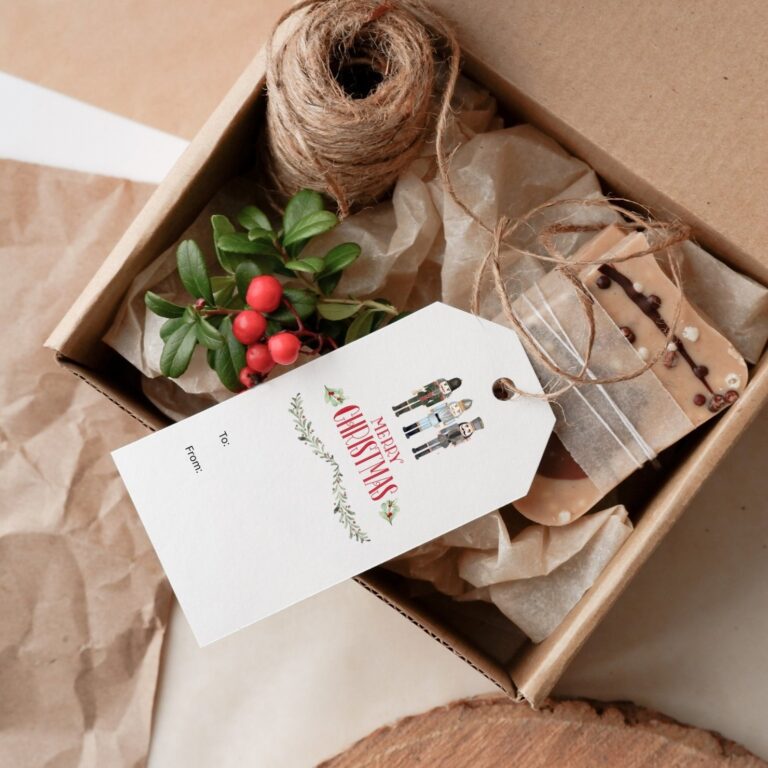 Zazzle Watercolor Nutcracker Trio Christmas gift tag by Montanes Art and Designs