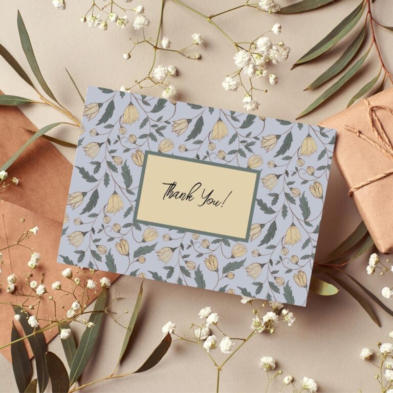 zazzle Thank You card with vintage botanical cover by Montanes Art and Designs