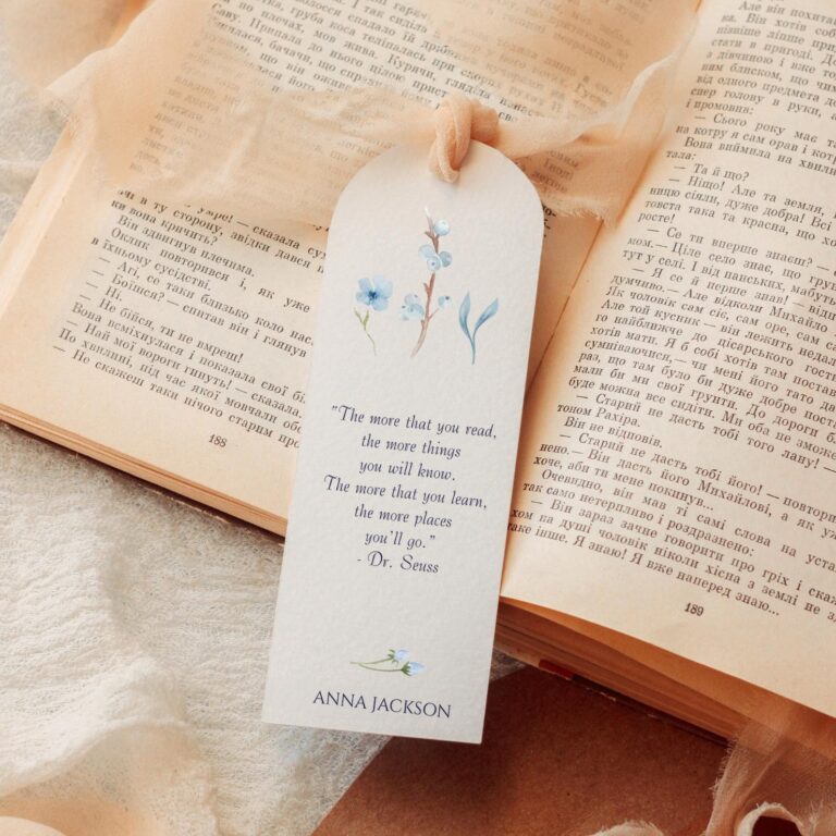 Zazzle Personalized watercolor Floral bookmark with Dr. Seuss quote in open book by Montanes Art and Designs